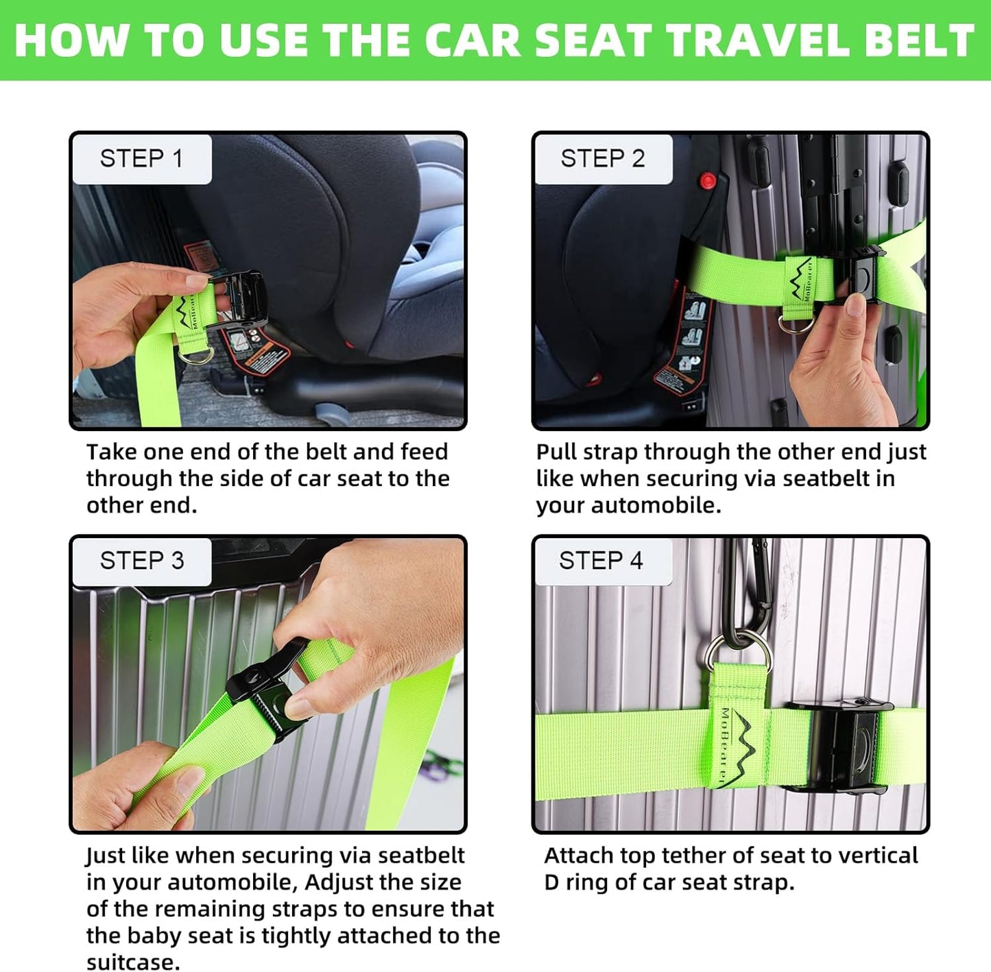 Car Seat Travel Belt to Suitcase,Car Seat Travel Strap to Convert Kid Car Seat and Carry-on Luggage into an Airport Car Seat Stroller,Safe Travel Solution for Transport