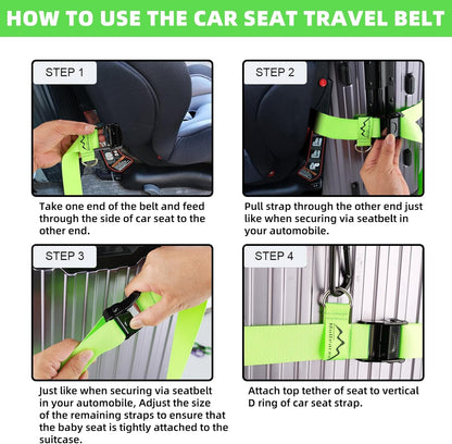 Car Seat Travel Belt to Suitcase,Car Seat Travel Strap to Convert Kid Car Seat and Carry-on Luggage into an Airport Car Seat Stroller,Safe Travel Solution for Transport