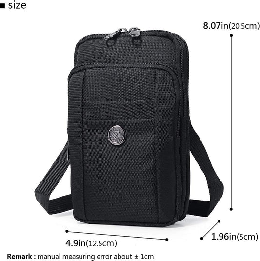 Water-Resistant Oxford Fabric Multifunction Smart Phone Bag /Case, One Shoulder Waist Bag Diagonal Outdoor Cross Bag