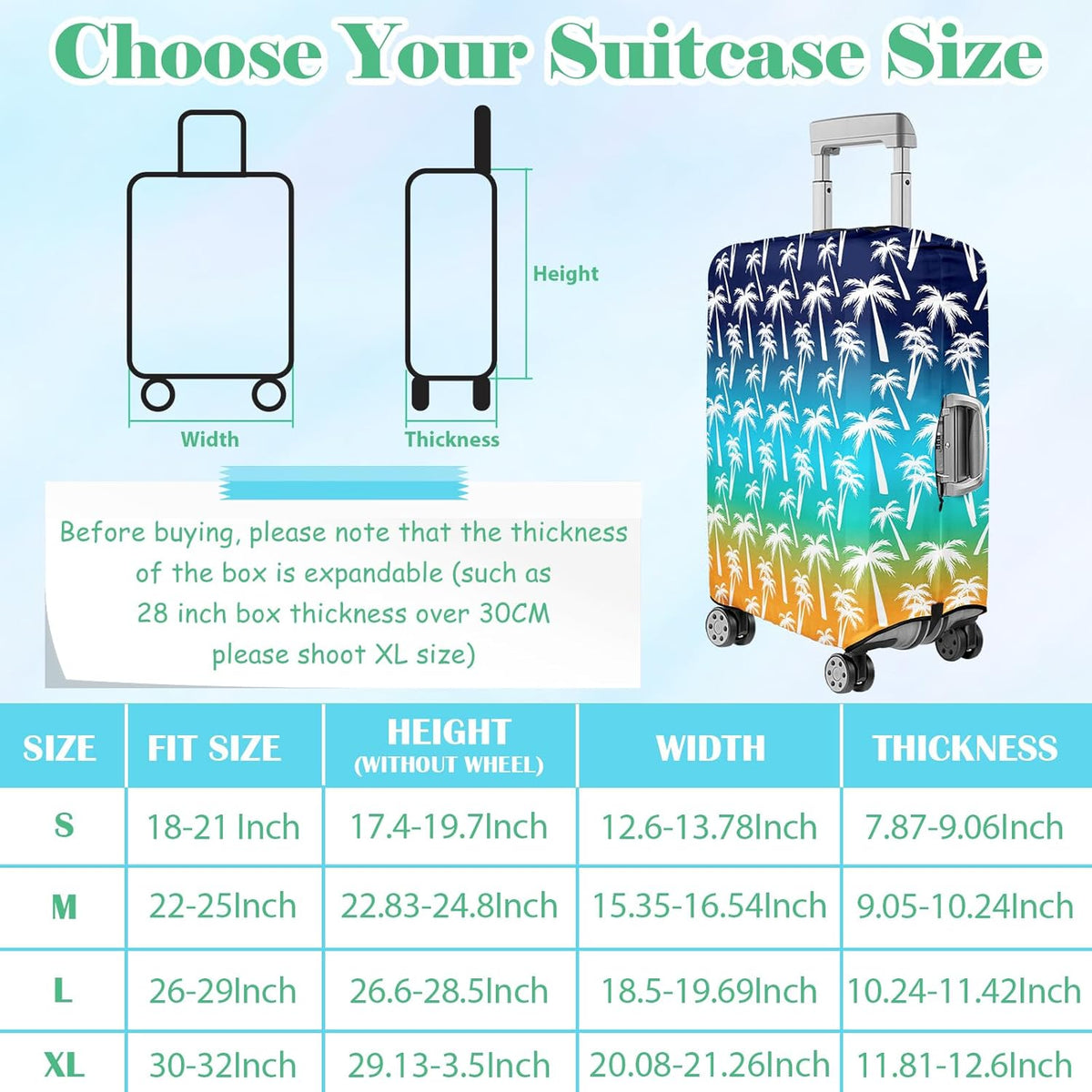 Luggage Cover for Suitcase Elastic Suitcase Cover Protector, Carry On Luggage Sleeve Anti Scratch Travel Essentials Suitcase Protector Fits 20-22