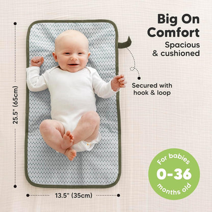 KeaBabies Portable Diaper Changing Pad, Easy Wipe Clean - Foldable Waterproof Baby Changing Mat for Diaper Bag, Compact, Lightweight, 25x13 Baby Changer Travel Essential, Machine Washable(Olive Green)
