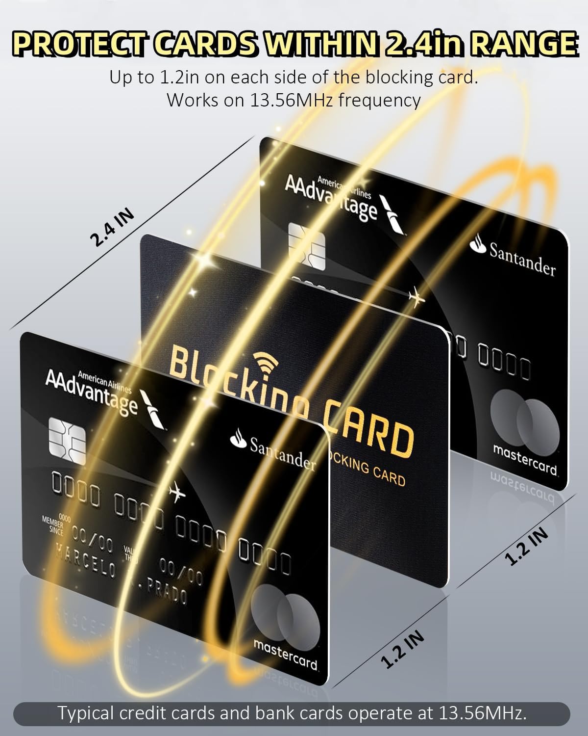 Aigee RFID Blocking Cards 6 Pack, Contactless NFC Debit Credit Card Passport Protector, One Card Protects Entire Wallet for Men and Women, New RFID Blocking Technology No Batteries Required (Black)