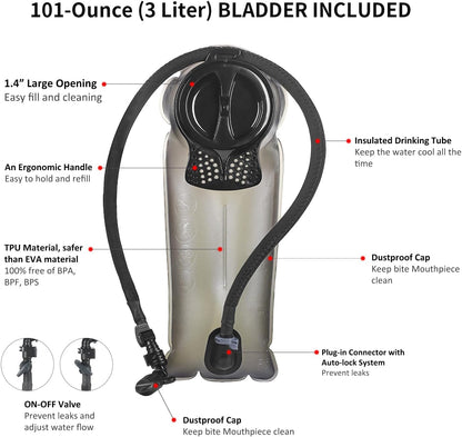 Unigear Tactical Hydration Packs Backpack 1050D with 3L Water Bladder, Thermal Insulation Pack Keeps Liquid Cool up to 4 Hours for Hiking, Cycling, Hunting and Climbing