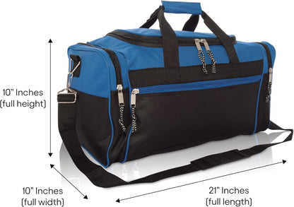 DALIX 21" Blank Sports Duffle Bag Gym Bag Travel Duffel with Adjustable Strap in Royal Blue