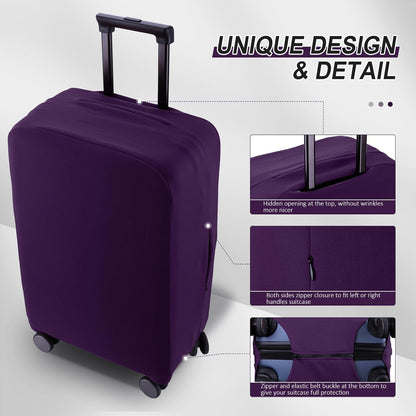 Travel Luggage Cover Protector Scratch-Resistant Fit 19-33 Inch Suitcase, Elastic Luggage Compartment Cover, Protective Cover, Dust CoveNot Included Suitcase (Purple, 3XL(32-33inch))