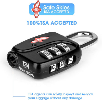 TSA Locks 2-Pack - Easy-to-Remind Combo Locks for Kids & Seniors, Zinc Alloy Travel Locks for Luggage, Gym Lockers, School Backpacks, TSA Approved (54g Ultra Lightweight, 2.36in Compact)