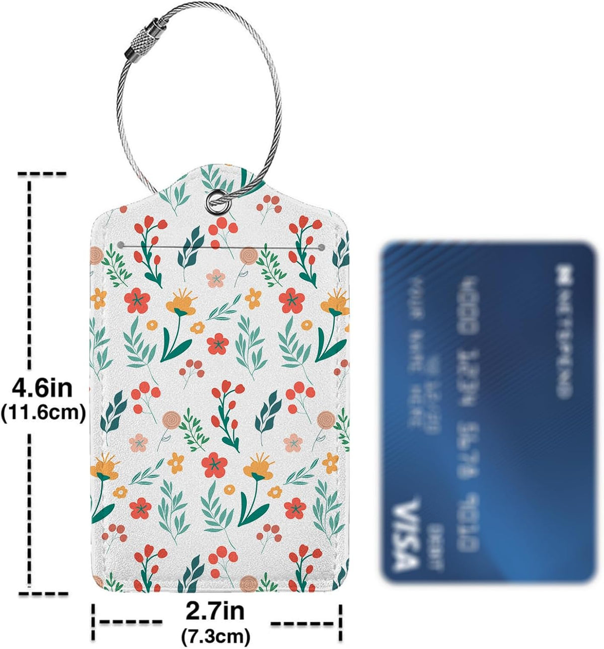 Floral Pattern Luggage Tag Personalized Luggage Tags for Suitcases,Leather Bag Tags for Backpacks Handbag with Name ID Label Travel Essentials Baggage Tags 2 Pack