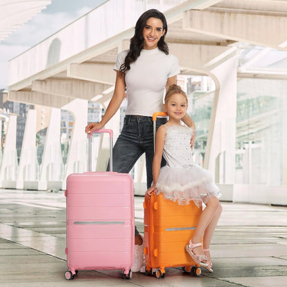 4-Piece Hardshell Luggage Set with TSA Locks, Expandable Suitcases and Silent Spinner Wheels - Vibrant Colors for Easy Identification (14/20/24/28 Inch) - Family Travel Suitcase Sets