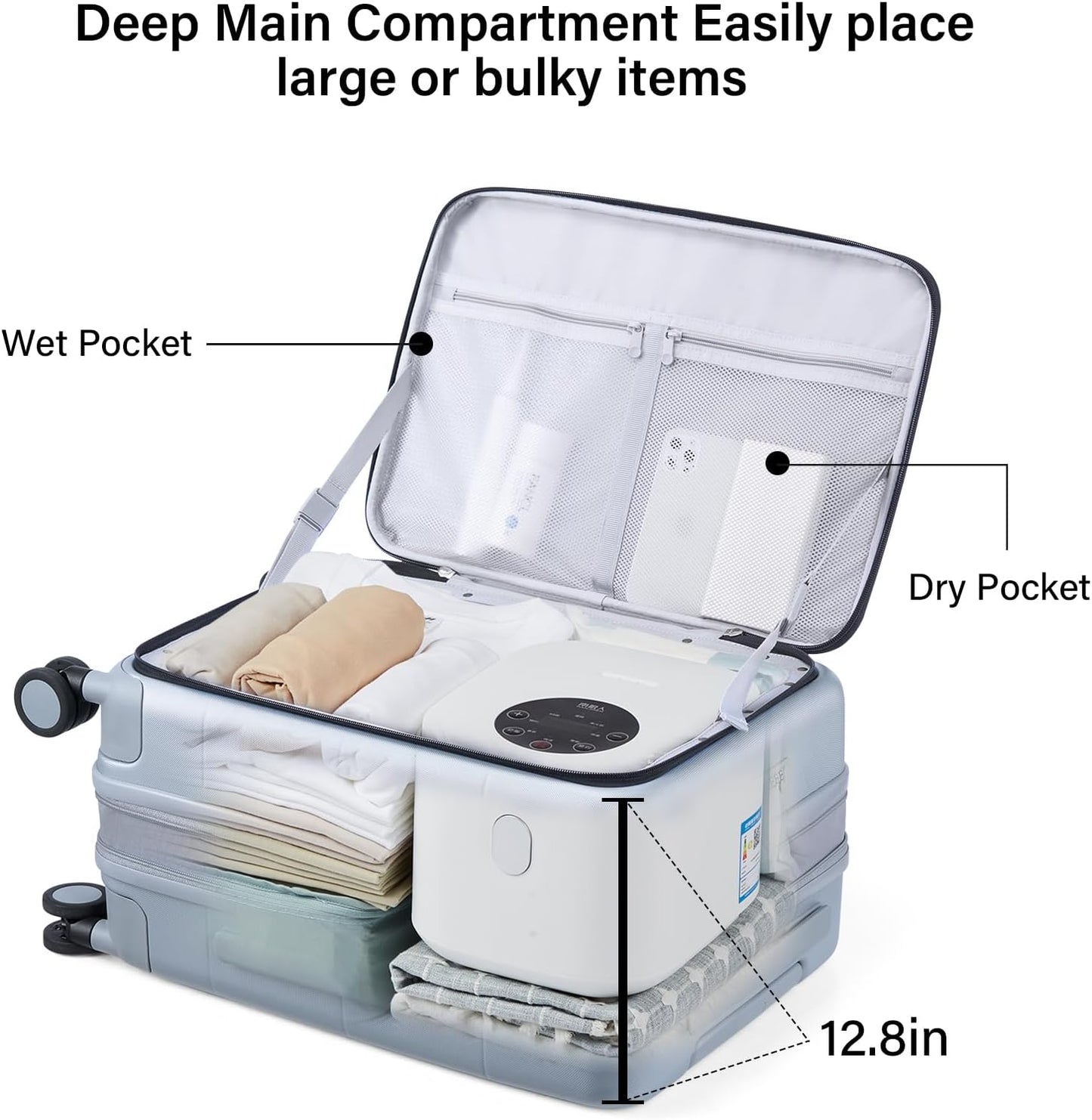 Hanke Hardside Expandable Checked Luggage, 24 Inch Top Opening Trunk Luggages with Spinner Wheels, All-PC Hard Shell Suitcase, Lightweight TSA Checked-Medium(Grey, 83L)