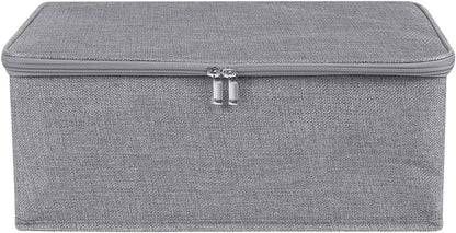 ANMINY Storage Bins with Zipper Lids 13 Qt Lidded Fabric Storage Boxes Baskets Cubes with Handles Collapsible Washable Cotton Linen Closet Shelf Clothes Organizer Containers - Gray, Small
