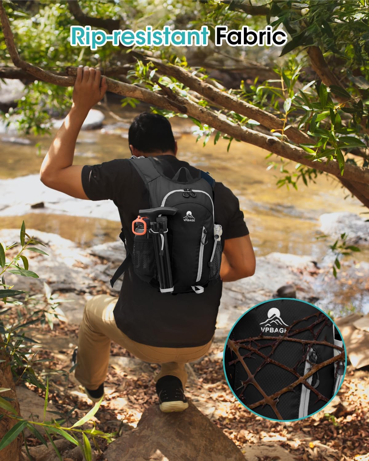 Small Hiking Backpack with Front Phone Holder, Packable Back pack with Chest and Waist Strap, Lightweight Daypack for Women Men