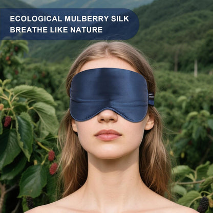 100% Mulberry Silk Sleep Mask, Ultra-Soft Light Blocking Eye Cover for Travel & Rest(NavyBlue)