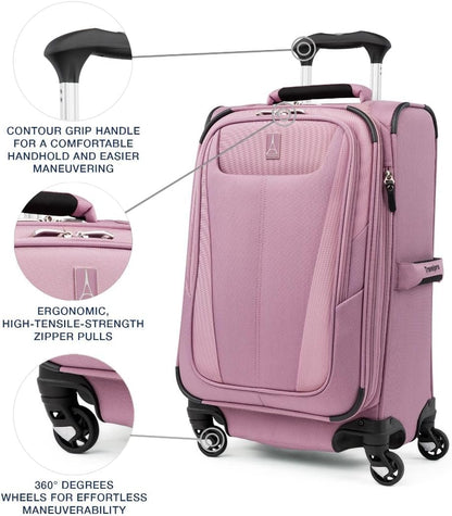 Travelpro Maxlite 5 Softside Expandable Carry-On Luggage with Spinner Wheels, Lightweight, 21-Inch — Orchid Pink Purple