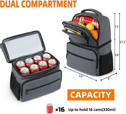 MATEIN Cooler Backpack, 26 Cans Insulated Lunch Backpack for Men Women, Leakproof Double Layer Lunch Cooler Bag Lightweight Soft Lunch Backpack with Cooler Compartment, Beach Camping Hiking Beer Gifts