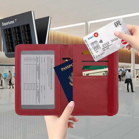 ZOPPEN Passport Holder Wallet, Passport Cover Travel Wallet Women Travel Essentials Accessories Document Organizer Travel Must Haves Rfid Blocking Cover Case for Women and Men, Wine