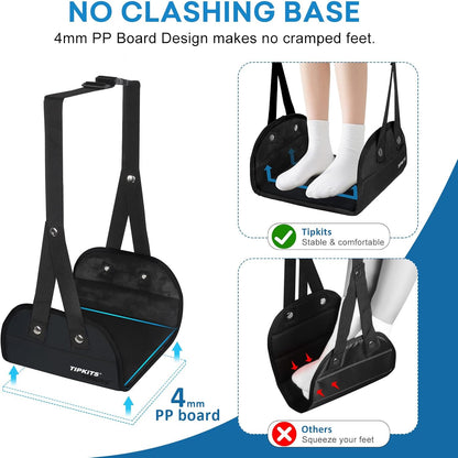 Airplane Footrest Made with Premium Memory Foam, Portable Foot Hammock with Comfortable No Clashing Base, Airplane Travel Accessories to Reduce Swelling and Soreness, Gifts for Travelers