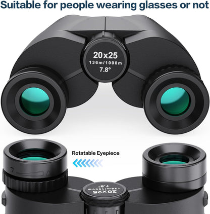 20x25 Compact Binoculars for Adults and Kids, High Power Adults Binoculars with Low Light Vision for Bird Watching, Outdoor Hunting, Travel, Concert