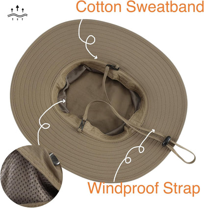 Home Prefer UPF50+ Mens Sun Hat Wide Brim Fishing Hat Sun Protection Beach Gardening Bucket Hat for Men Women