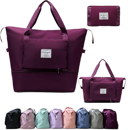 Large Capacity Foldable Travel Bag, Expandable lightweight Carry on Bag, Dry with Wet Separation Spor Duffel Bags