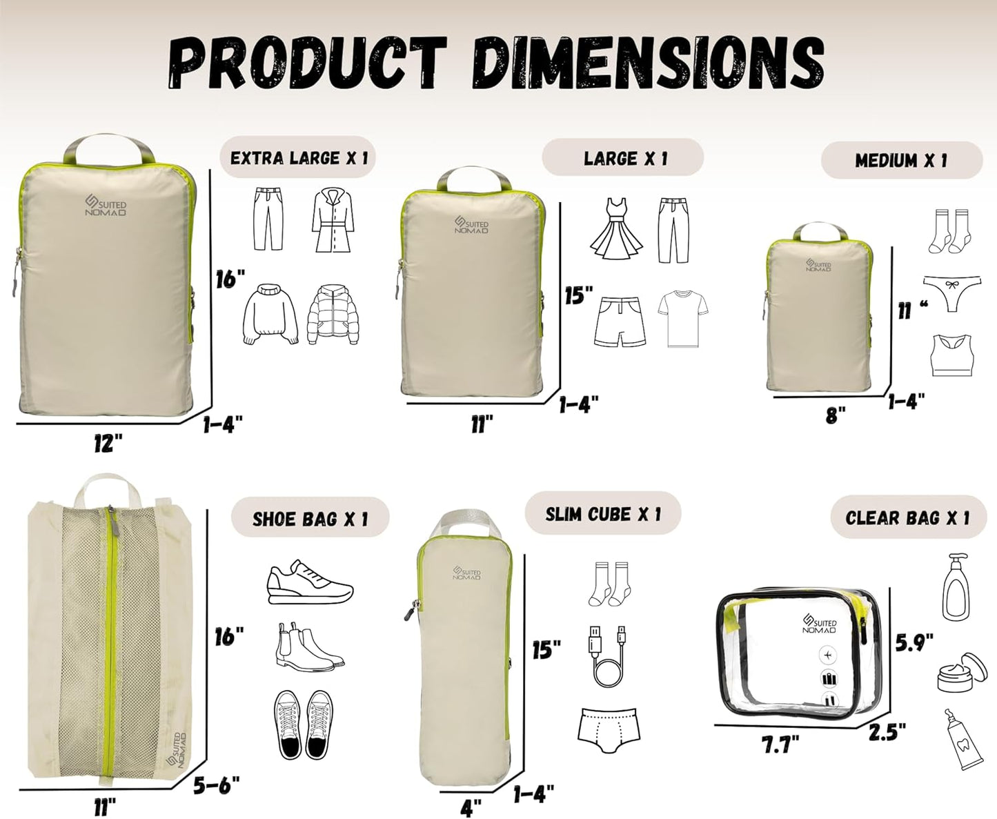 6 Set/3 Set Ultralight Compression Packing Cubes, Suitcase and Backpack Travel Organizer Bags