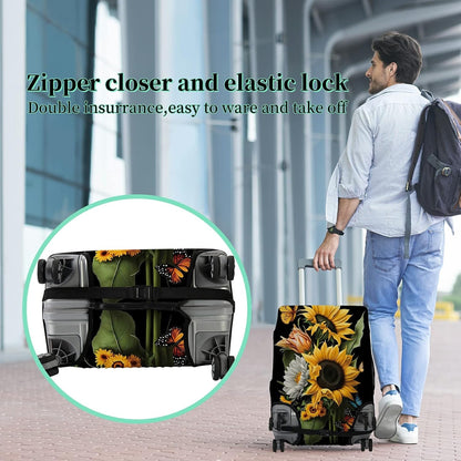 Suitcase Protector Plus 1 Luggage Tag, Sunflower Orchids Travel Suitcase Cover - XL, Dustproof, Anti-Scratch