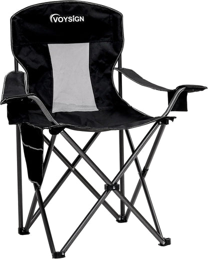 Mesh Folding Camping Chairs for Adults, Oversized Portable Outdoor Chairs, Weight Capacity 325 lbs with Cup Holder, Storage Pocket, Carry Bag