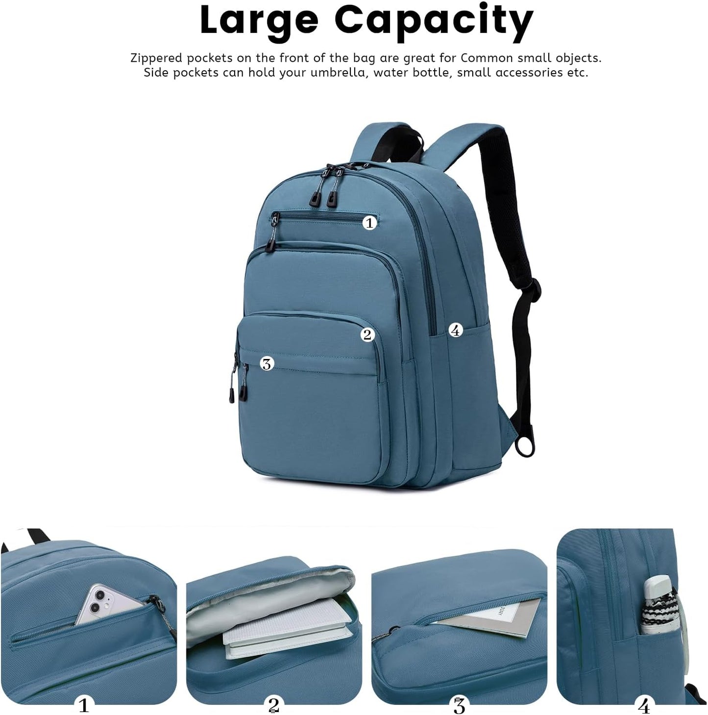 Lanola Basic Multi-Pocket Multipurpose Backpack Classical Water Resistant Bookbag For School Business Travel or Casual Daypack Backpacks For Men Or Women - Turquoise
