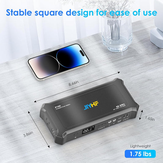 JIYHF Portable Power Bank with AC Outlet - 99.9Wh Laptop Charger & Backup Power, 100W AC + 65W USB-C PD Fast Charging for Travel, Home & Outdoor, Emergency Use(FAA Compliant)