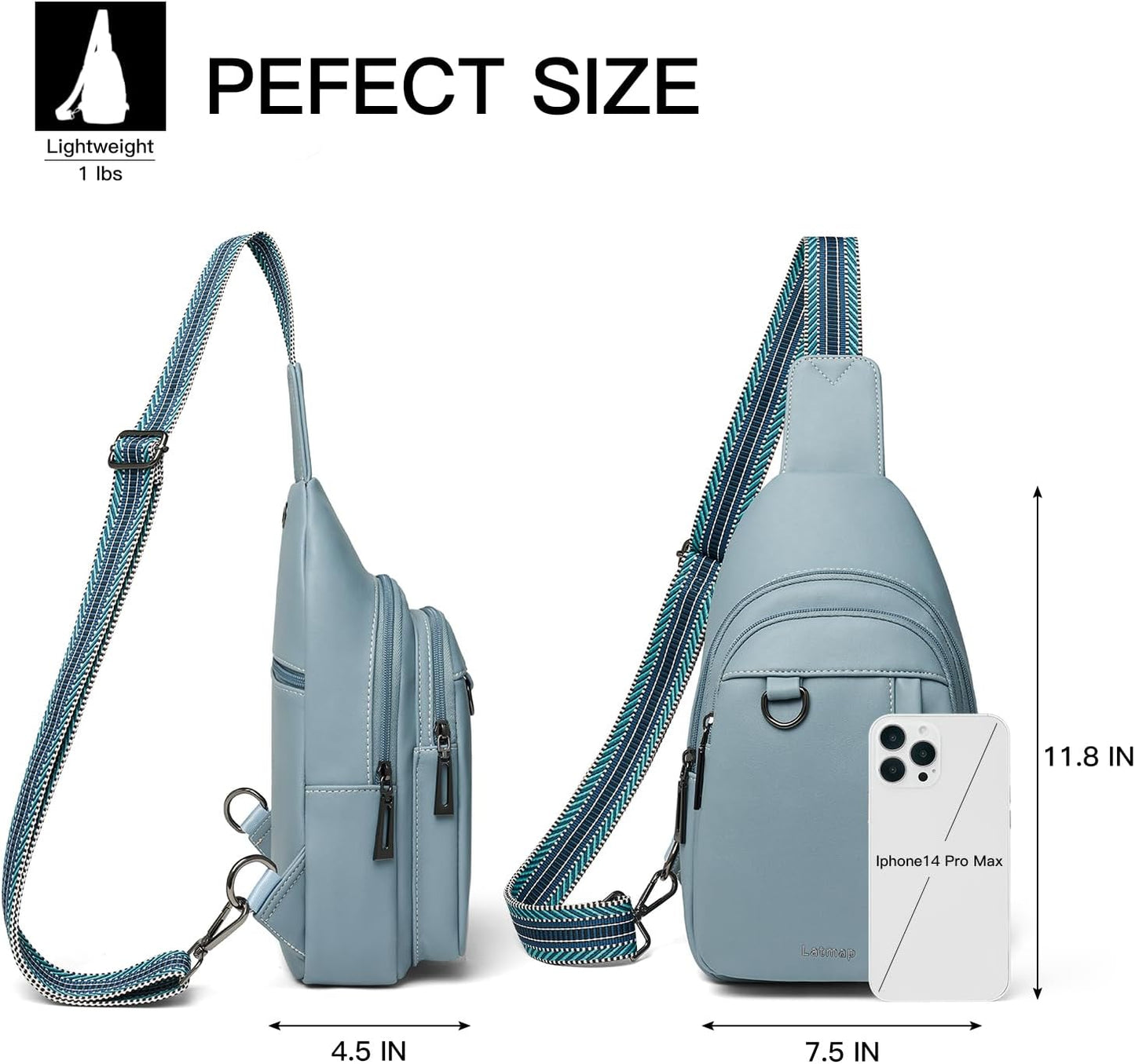 7L Sling Bag for Women Men Leather Small Sling Backpack Daypack Anti Theft Fanny Pack Crossbody Purse Travel