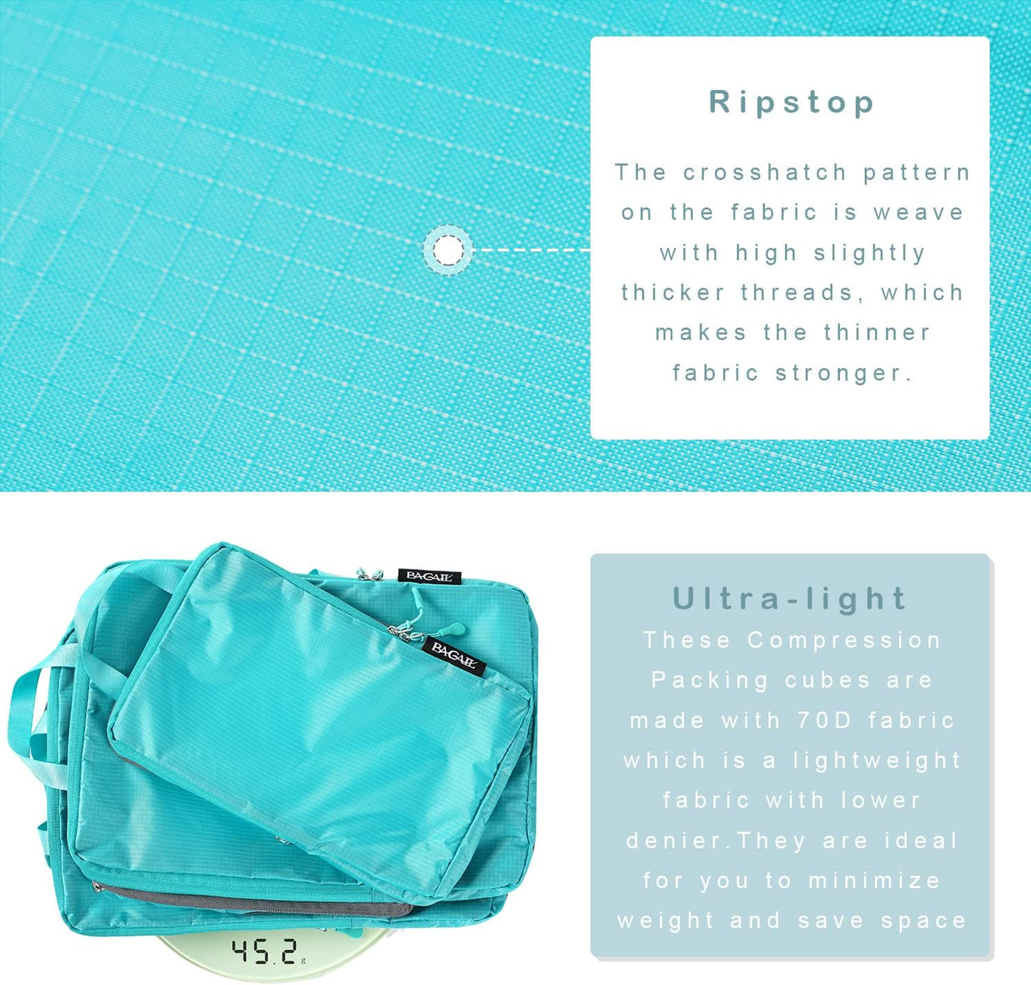 BAGAIL 6 Set Ultralight Compression Packing Cubes Packing Organizer for Travel Accessories Luggage Suitcase Backpack