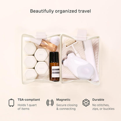 Cadence Parcel - Clear Dopp Kit with Magnetic Closure - Durable and Leak-Resistant Travel Toiletry Kit - Modular Design