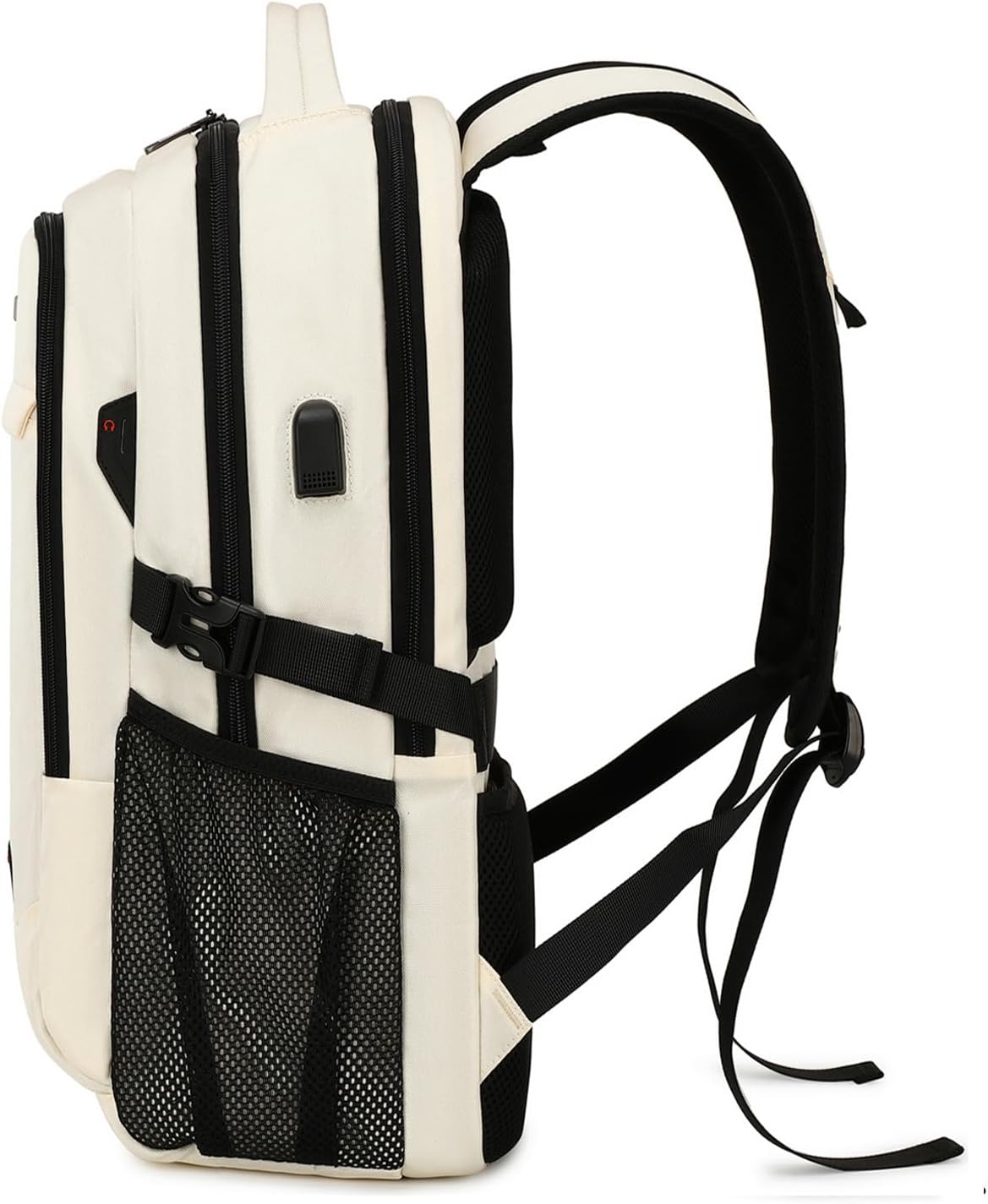 DUSLANG 17 Inch Laptop Backpack for Travel Water Resistant College Backpack for Women Laptop Bag with USB Charging Port and Clear Toiletry Bag Work Backpack,Beige A