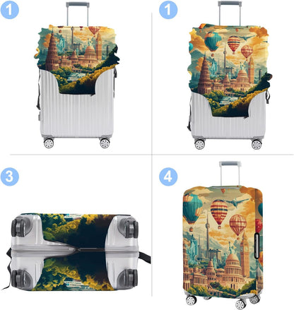Luggage Cover Washable Suitcase Protector Anti-scratch Suitcase cover Fits 20-34 Inch Luggage (Balloon, S(20-22inch suitcase))