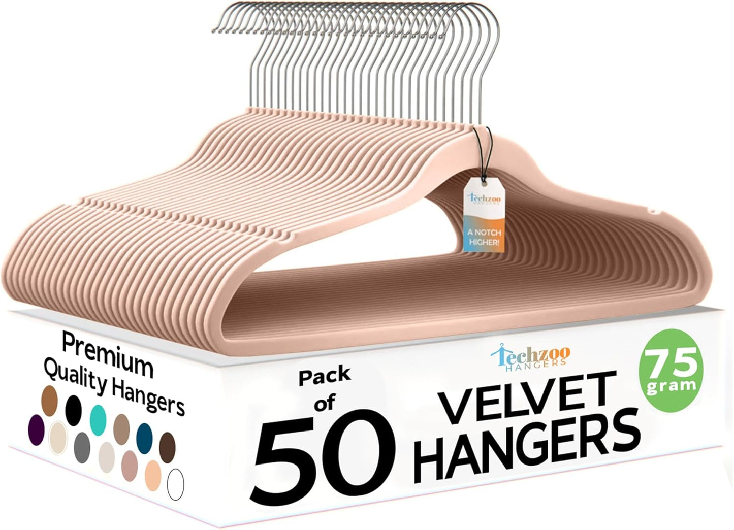50 Pack New Premium Quality Velvet Hangers Ultra Thin Non Slip Adult Felt Space Saving Hangers for Closet Heavy Duty Coat Pants Jackets Dress Hangers 360° Swivel Hook Hold Upto 10lbs Rose Gold