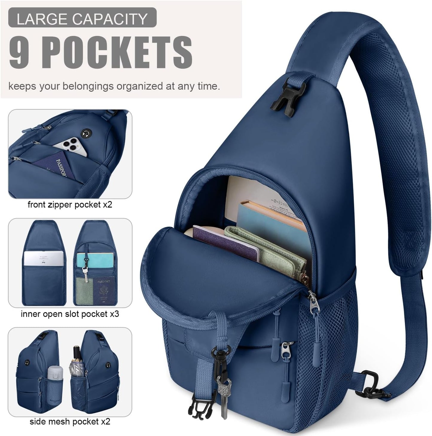 Crossbody Bags for Women Men Trendy Sling Bag Bakpack Casual Chest Bag with Convertible Shoulder Strap