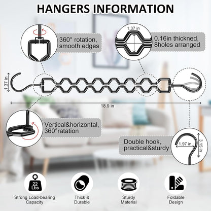 3 Pack Space Saving Hangers for Clothes, Heavy Duty 30Lbs Capacity Magic Clothes Space Saver Sturdy Metal Hanger Organizer with 360° Swivel Hook, Closet Organizers Storage Dorm Essentials Black