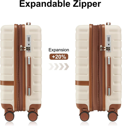 Luggage Sets 4 Piece with TSA Lock Hardside PC+ABS Carry On expandable Suitcase with Spinner Wheels Lightweight Rolling Travel Luggage Sets with YKK Zippers(Black, 4 Piece Sets(14/20/DB/TB))