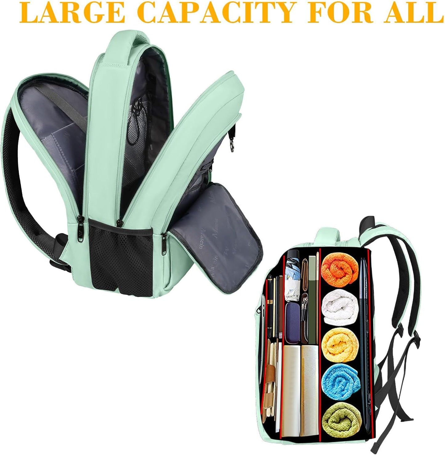 MATEIN 15.6-Inch Laptop Backpack with USB Charging Port, Slim Lightweight Water Resistant Travel Backpack for Women