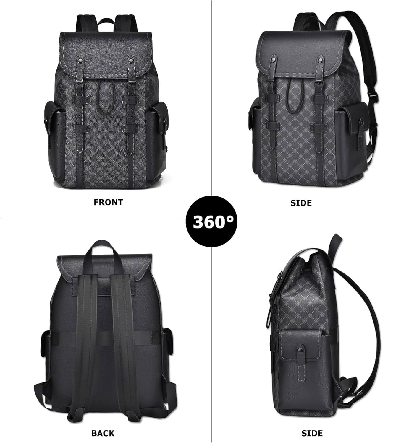 KingTo Laptop Backpack for Men Luxury Anti-Theft Travel Backpack Casual Business Waterproofing Computer Bag (black-1)