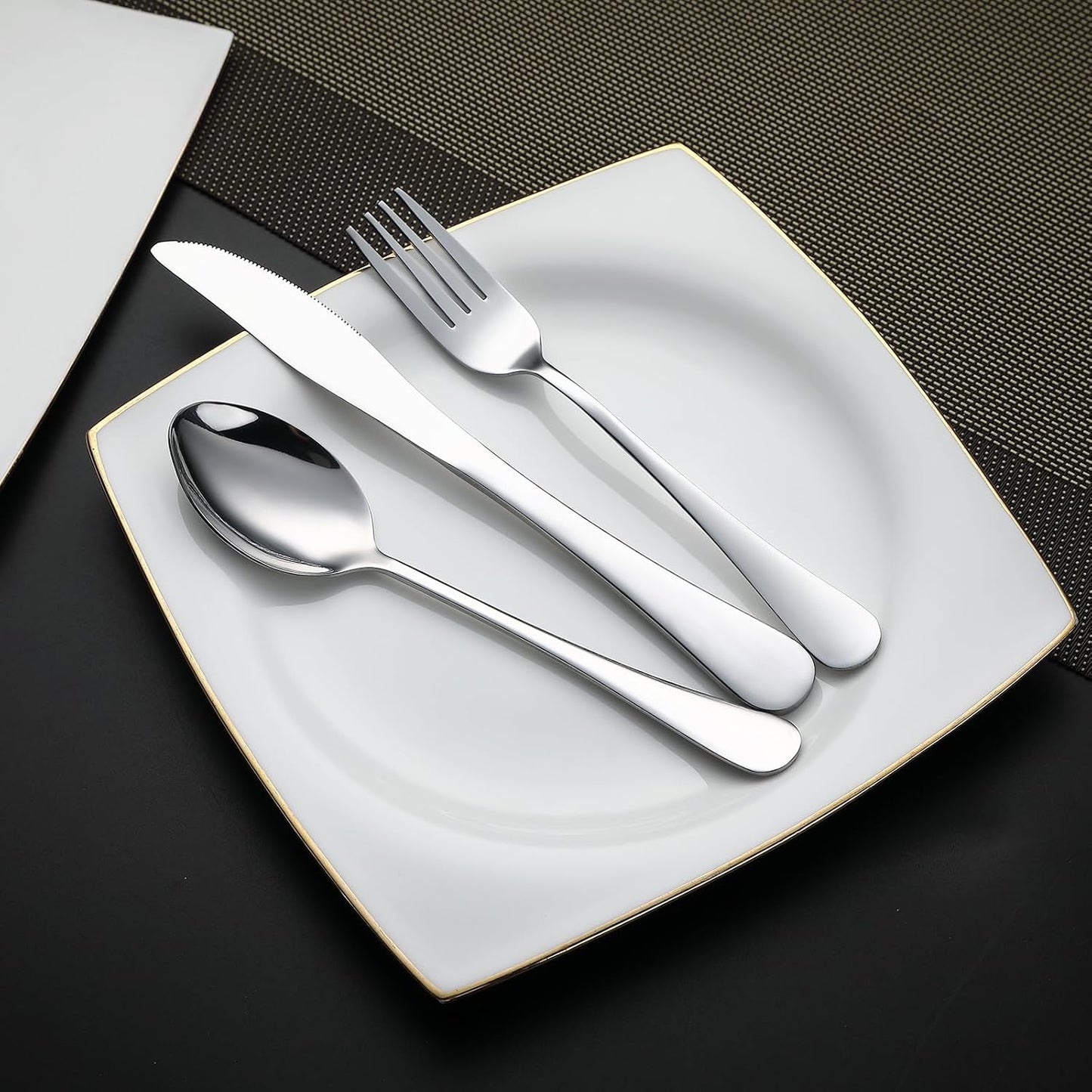 DEVICO Camping Utensils, Portable Travel Utensils with Case, Stainless Steel Reusable Silverware for Lunch Adult, 5Pcs Cutlery Set Includes Knife Spoon Fork Chopsticks and Case (Silver)