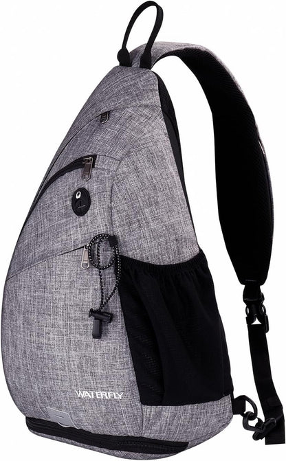 WATERFLY Large Crossbody Sling Bag: Over Shoulder Backpack Daypack Casual Cross Chest Side Pack