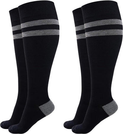 Momcozy Compression Socks for Women Wide Calf, 15-20mmHg Knee High Support Socks for Pregnancy, Nurses, Travel, Flying