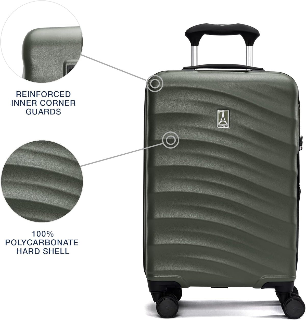 Travelpro Maxlite Air V2 Hardside Expandable Checked Luggage, 8 Spinner Wheels, Lightweight Hard Shell Suitcase, TSA lock, Slate Green, Checked Medium 25-Inch