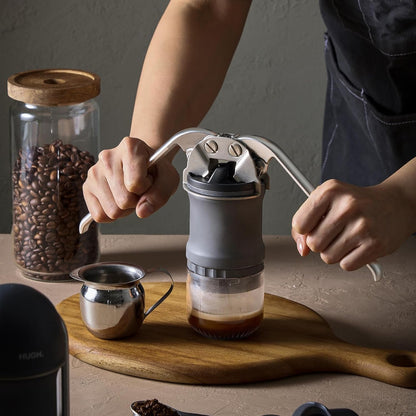 LEVERPRESSO V4 Portable Lever Espresso Maker – Manual Espresso Machine with 51mm Ridgeless Filter Basket, Double Shot, Non-Pressurized, Perfect for Camping & Travel – by HUGH (Pressurized Filter)
