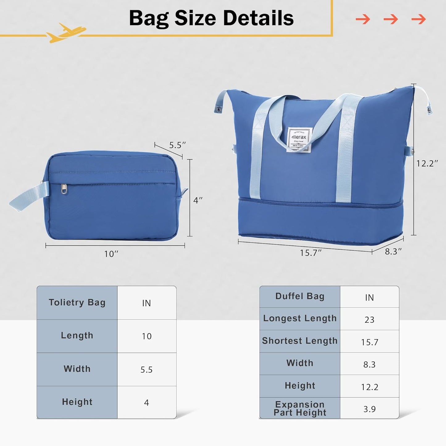 Merax Luggage Set 2 Piece Suitcase Sets with Spinner Wheel,Lightweight Hardside Expandable Travel Laggage with TSA Lock,Suitcase with Travel Bag(20"/24",Blue)