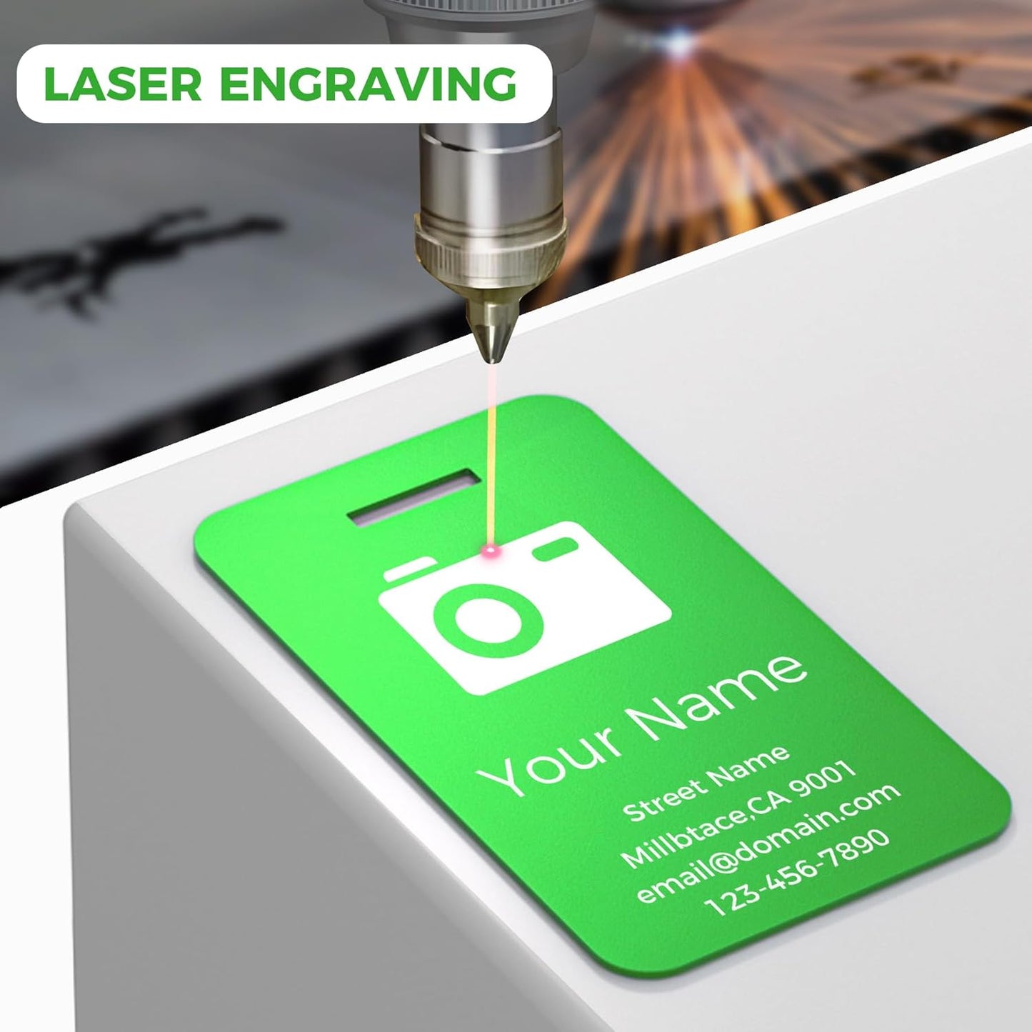 Personalized Luggage Tags, Custom Luggage Tags 4 Pack TSA Approved Double Sided Laser Engraving, Metal Luggage Tag for Suitcases with Stainless Loops, Name Tag for Bags, Backpacks (Green)