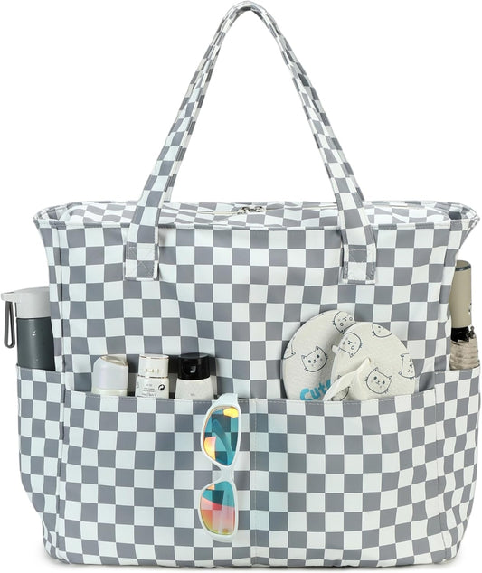 Waterproof Beach Tote Pool Bags for Women Ladies Extra Large Gym Tote Carry On Bag With Wet Compartment for Weekender Travel