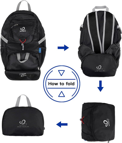 WATERFLY Small Lightweight Packable Backpack: 20l Ultra Light Foldable Travel Hiking Camping Daypack Day Pack for Man Woman