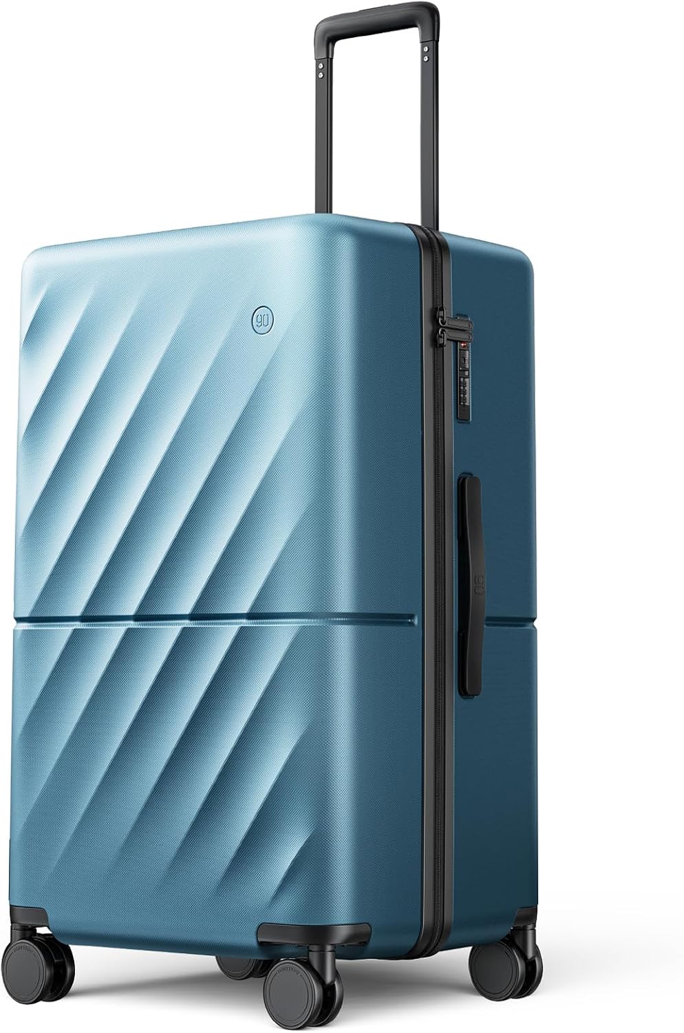 Trunk Luggage 26 Inch, Medium Checked Luggage with Double Spinner Wheels, Anti-Burst Zipper, Hard Case PC Suitcase, Lightweight Travel Luggage, TSA Approved (Topaz Blue, Hudson)