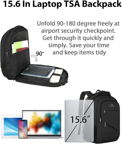 MATEIN 15.6 Inch College Backpack, 20 L Airline Approved Laptop Computer Backpack with Multiple Organization Pockets, Water Resistant Personal Item Casual backpack for Men Women, Black